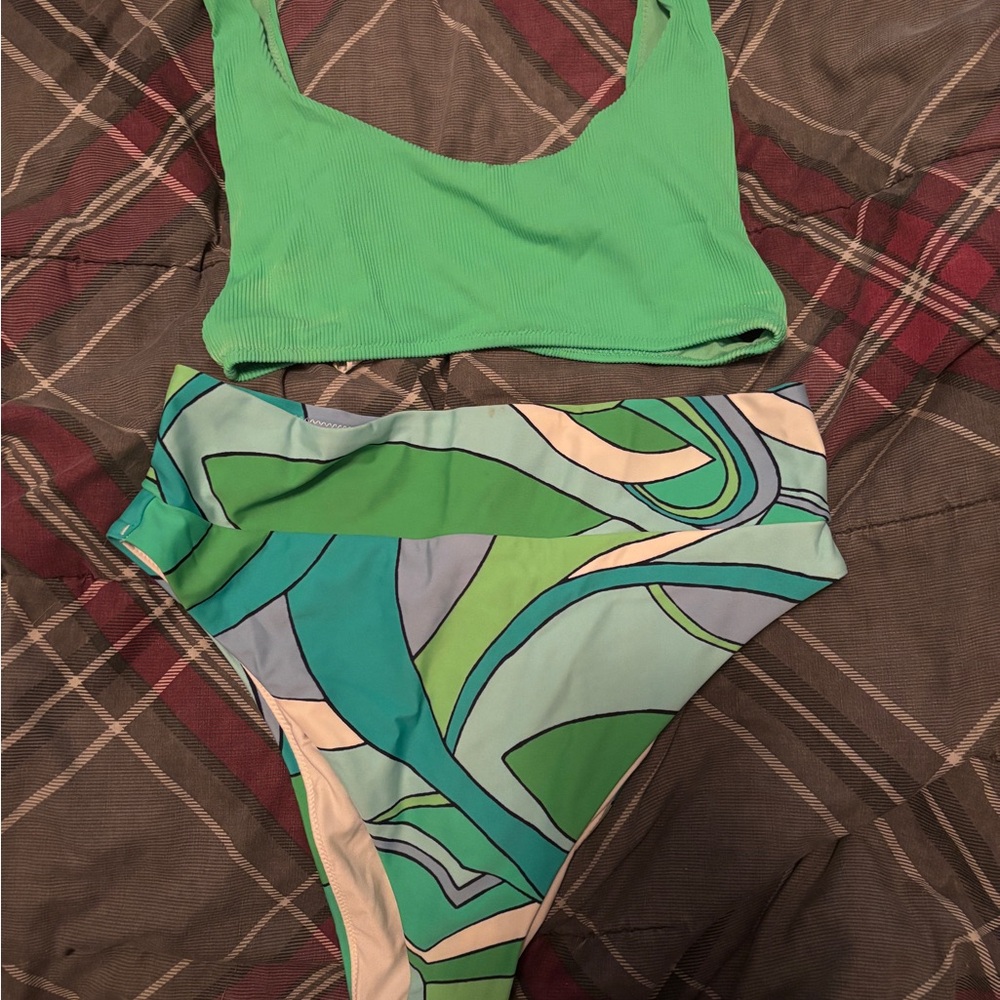 Aerie Green and Blue Bikini Set
